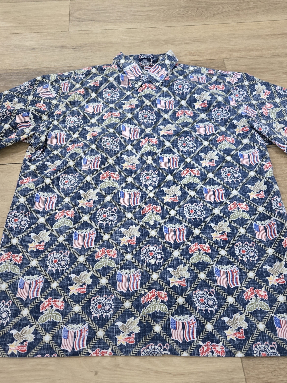 Reyn Spooner Navy Patriotic Short-Sleeve Button-Up 2020 Summer Commemorative 2XL